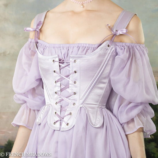 Load image into Gallery viewer, Lilac Satin 18th Century Stays
