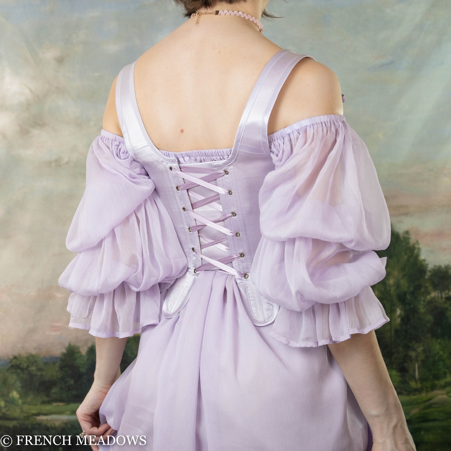 Load image into Gallery viewer, Lilac Satin 18th Century Stays
