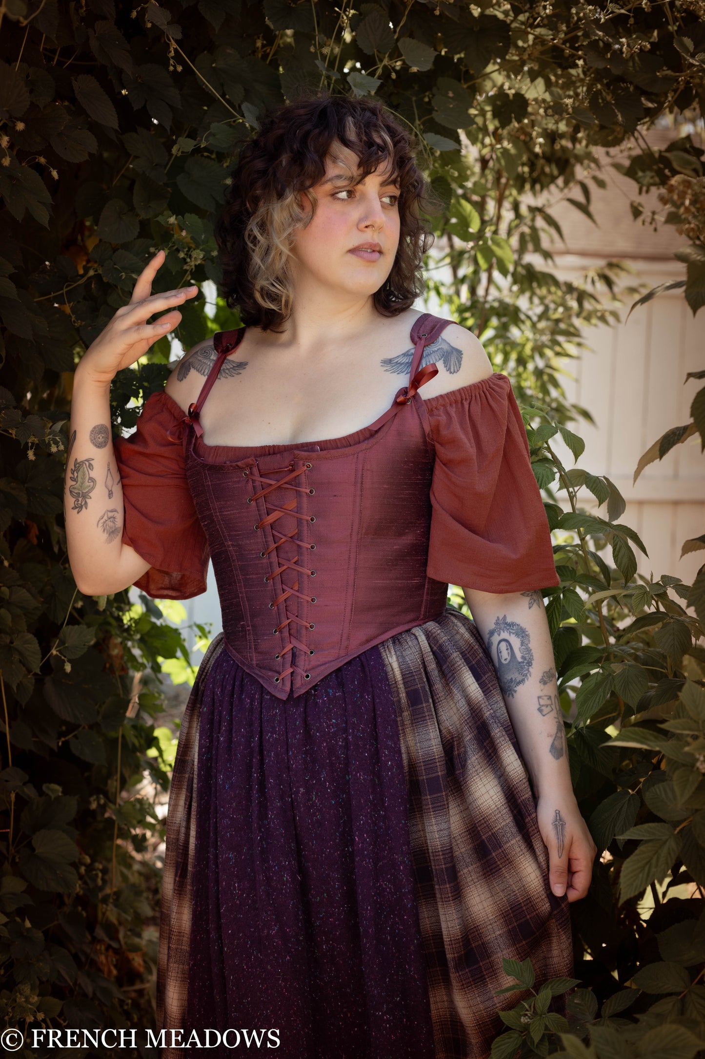 Load image into Gallery viewer, Mary Sanderson Corset in Burgundy Silk Dupioni
