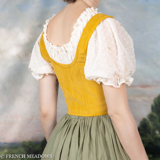 Load image into Gallery viewer, Mustard Yellow Corduroy Renaissance Corset
