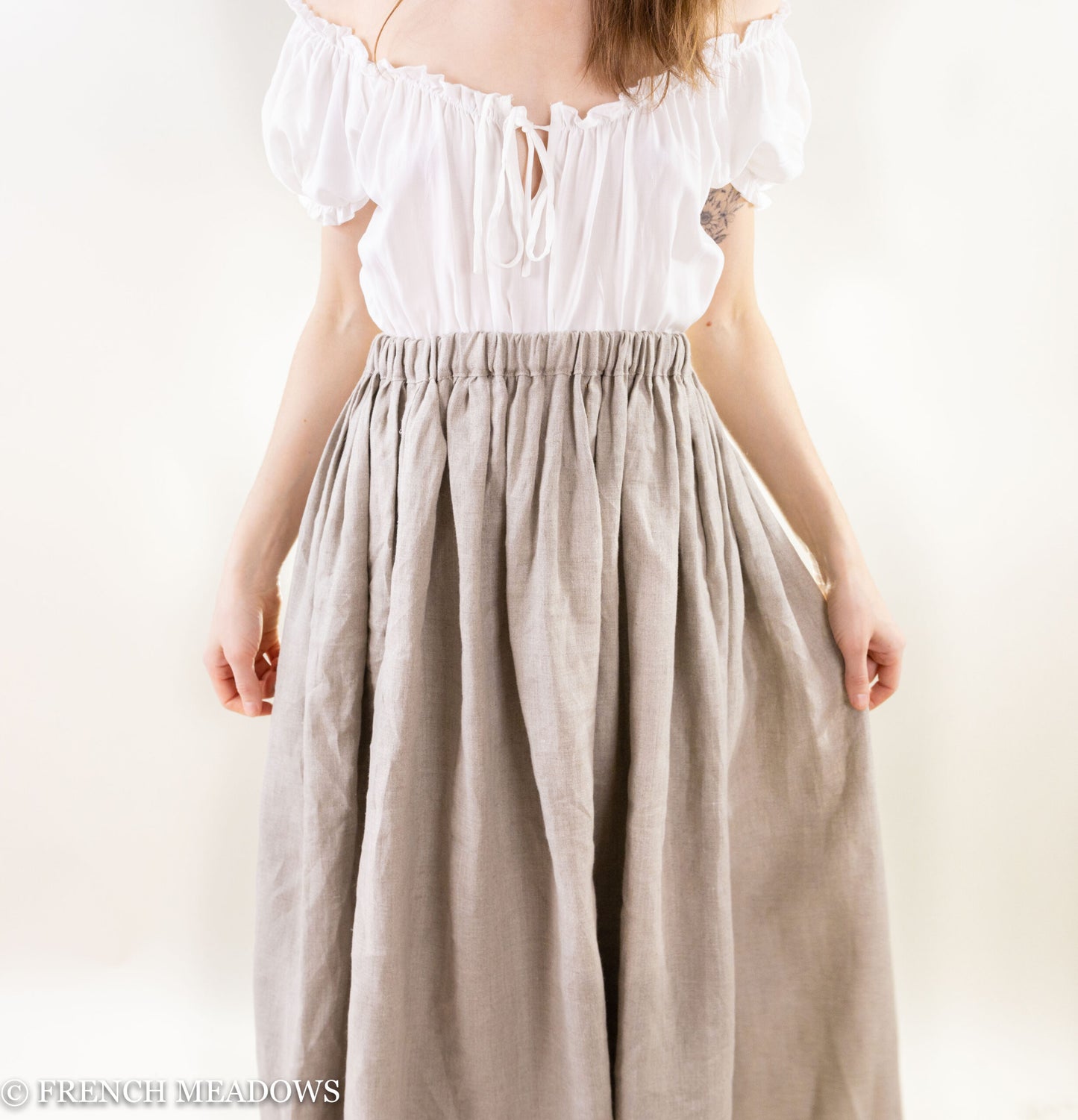 Load image into Gallery viewer, Natural Linen Renaissance Skirt
