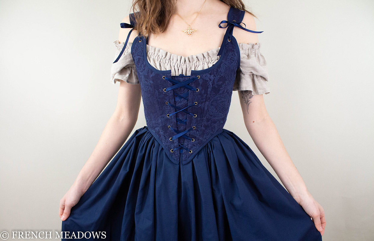 Navy Blue Cotton Renaissance Skirt