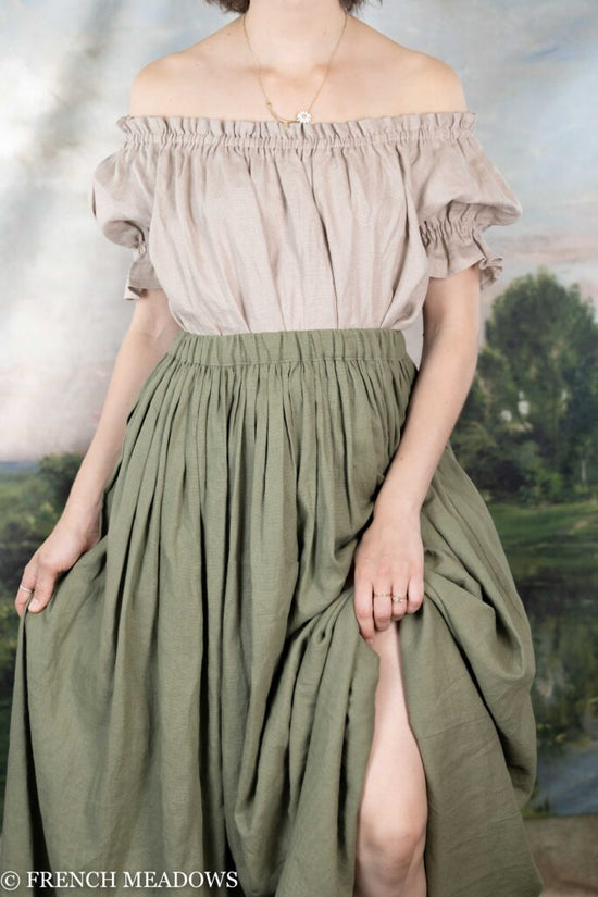 Load image into Gallery viewer, Olive Green Linen Renaissance Skirt
