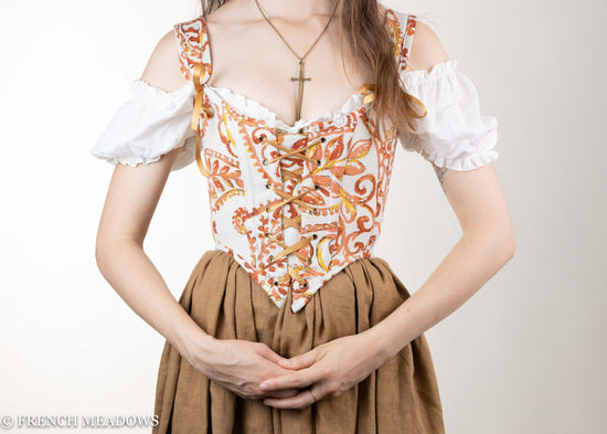 Falling Leaves Orange and Gold Paisley Renaissance Corset