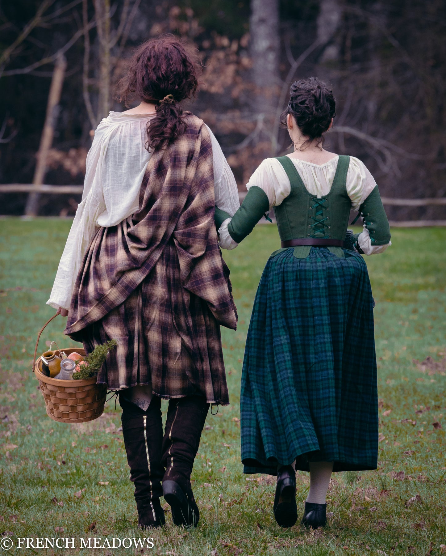 Load image into Gallery viewer, READY TO SHIP Blue and Green Plaid Renaissance Skirt
