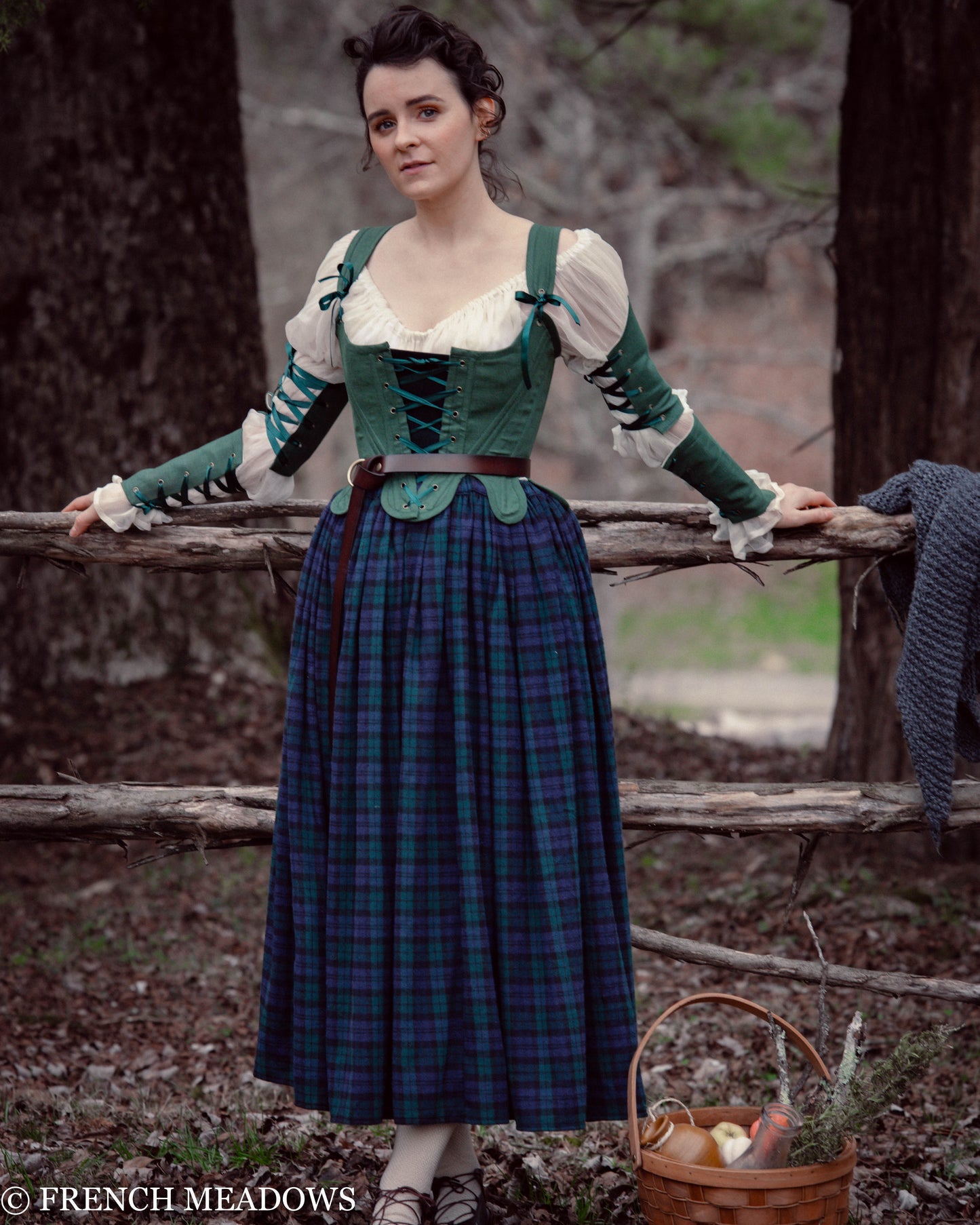 Load image into Gallery viewer, READY TO SHIP Blue and Green Plaid Renaissance Skirt
