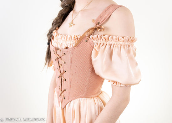 Load image into Gallery viewer, Pink Charmeuse Ruffled Renaissance Chemise
