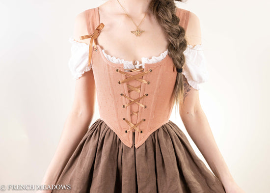 READY TO SHIP Rose Gold & Swiss Dot Renaissance Bodice