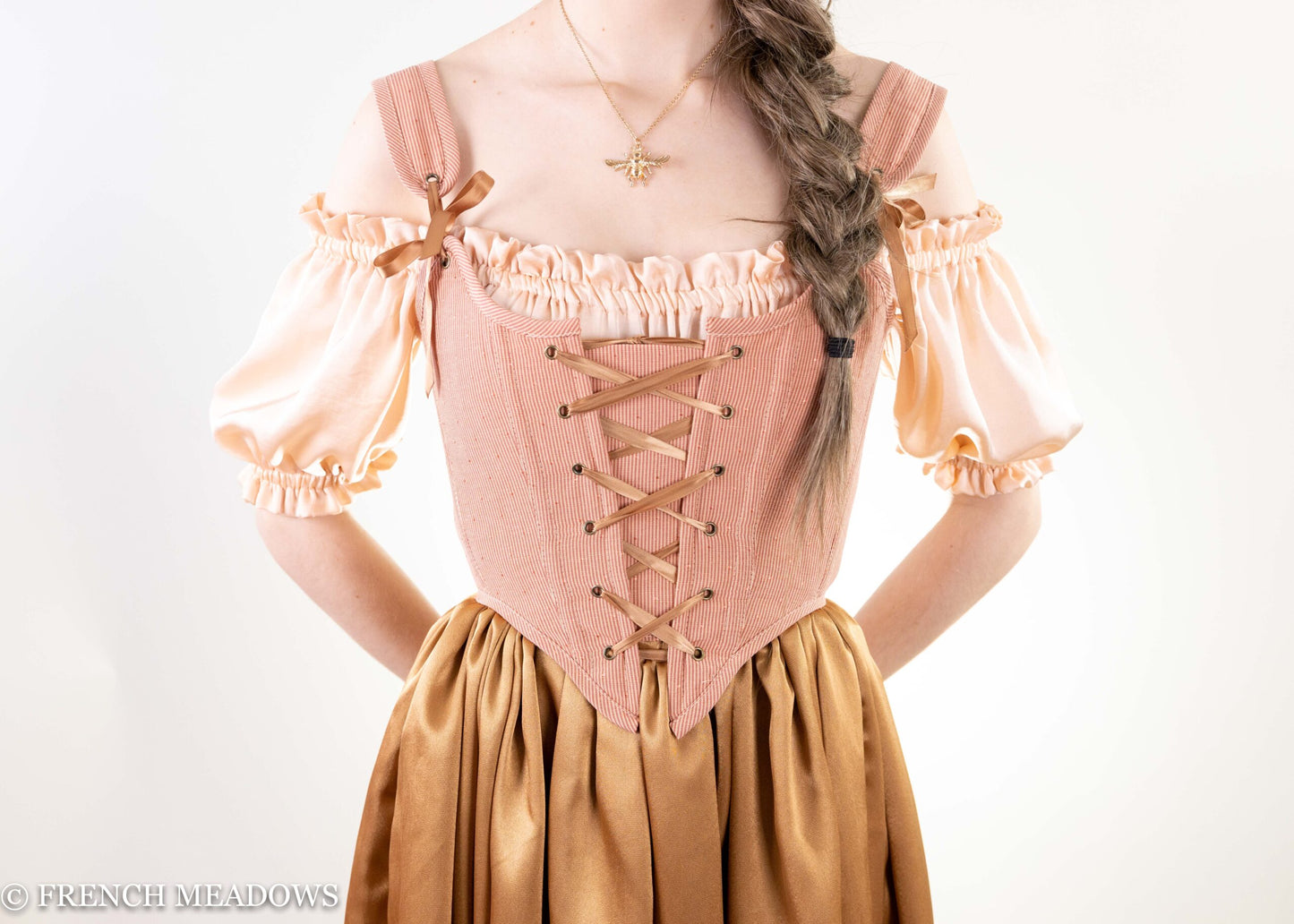 READY TO SHIP Rose Gold & Swiss Dot Renaissance Bodice