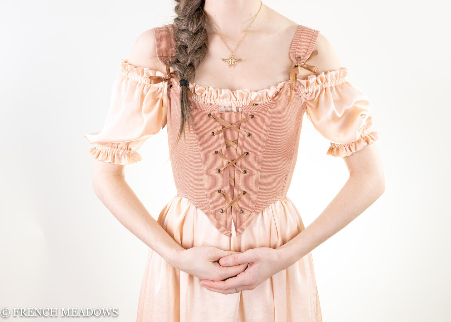 READY TO SHIP Rose Gold & Swiss Dot Renaissance Bodice