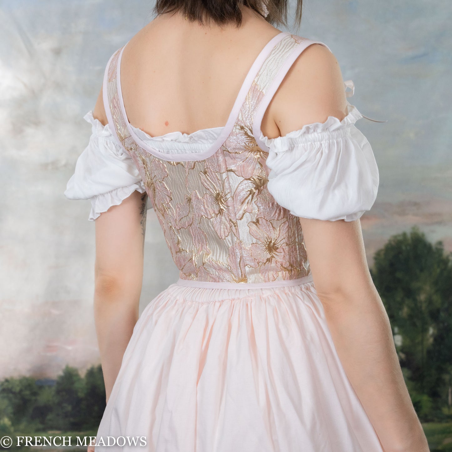 Pink and Metallic Gold Floral Renaissance Bodice