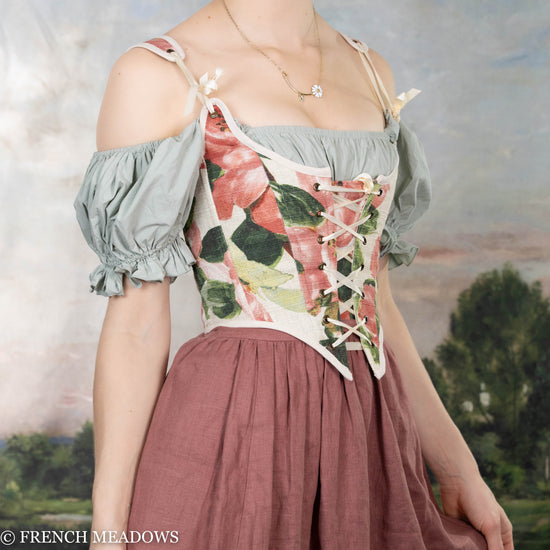 Load image into Gallery viewer, READY TO SHIP Pink Peony Renaissance Bodice
