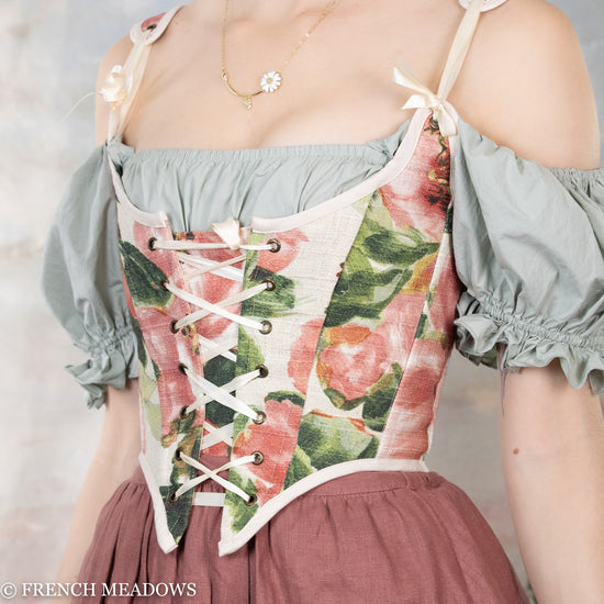 Load image into Gallery viewer, READY TO SHIP Pink Peony Renaissance Bodice
