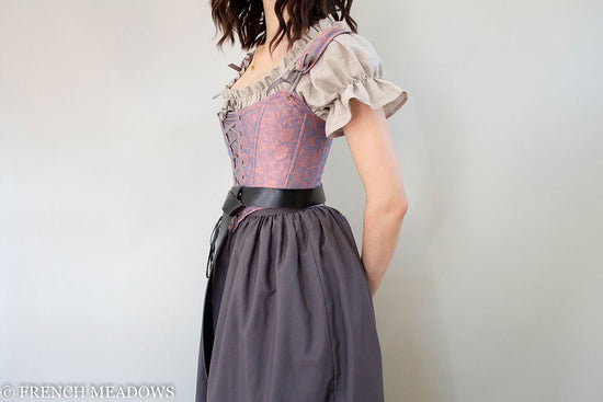 Load image into Gallery viewer, Purple Floral Silk Renaissance Bodice
