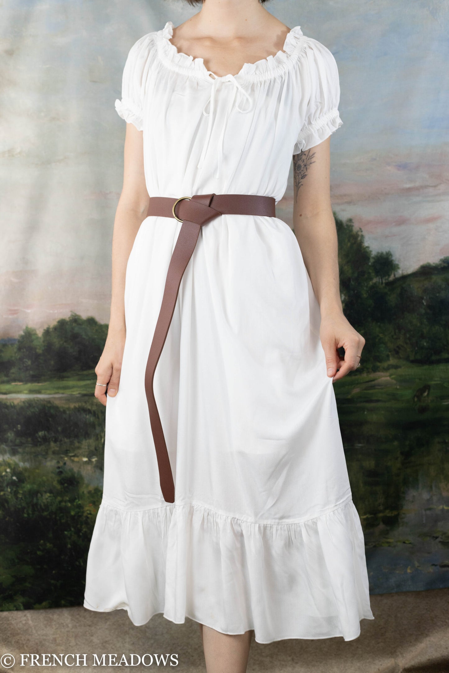 Short Puff Sleeve Chemise Dress