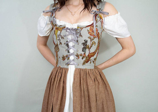 Load image into Gallery viewer, Floral Jacobean Renaissance Corset Dress
