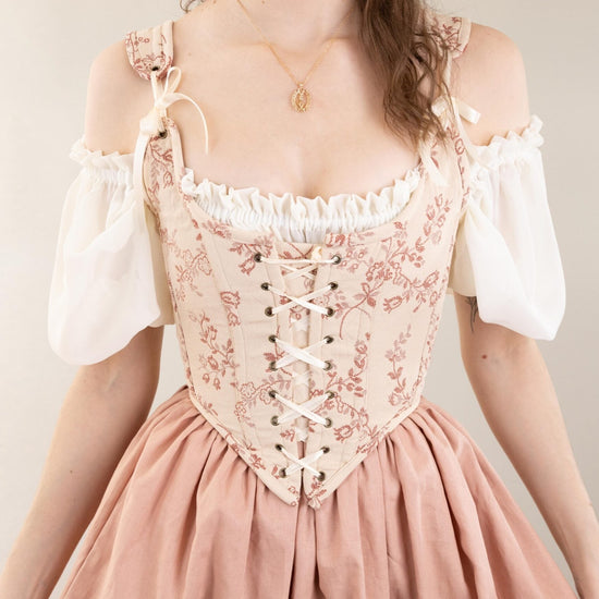 Load image into Gallery viewer, Rosey Floral Renaissance Corset
