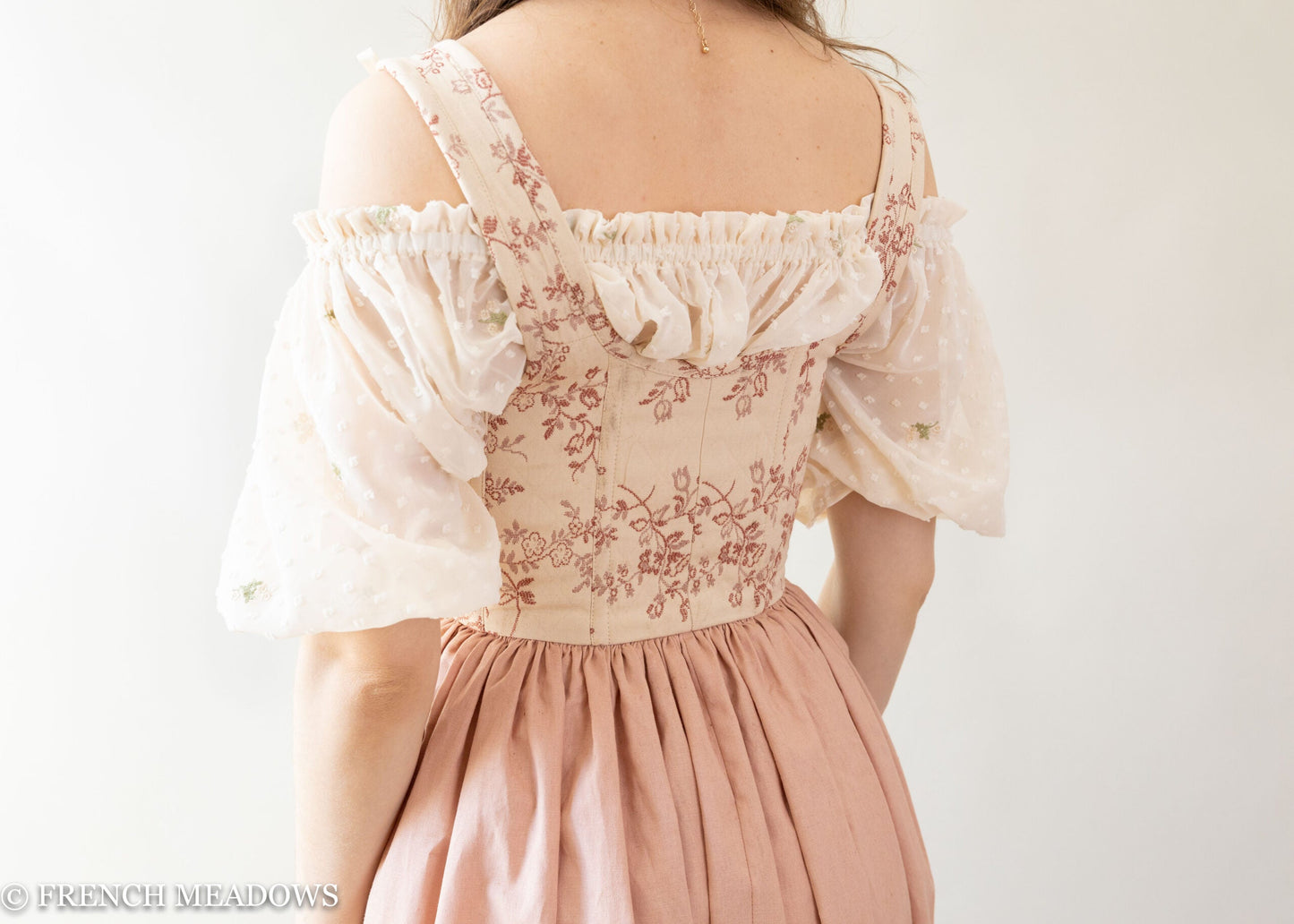 Load image into Gallery viewer, READY TO SHIP Rosey Ivory and Blush Renaissance Corset Dress
