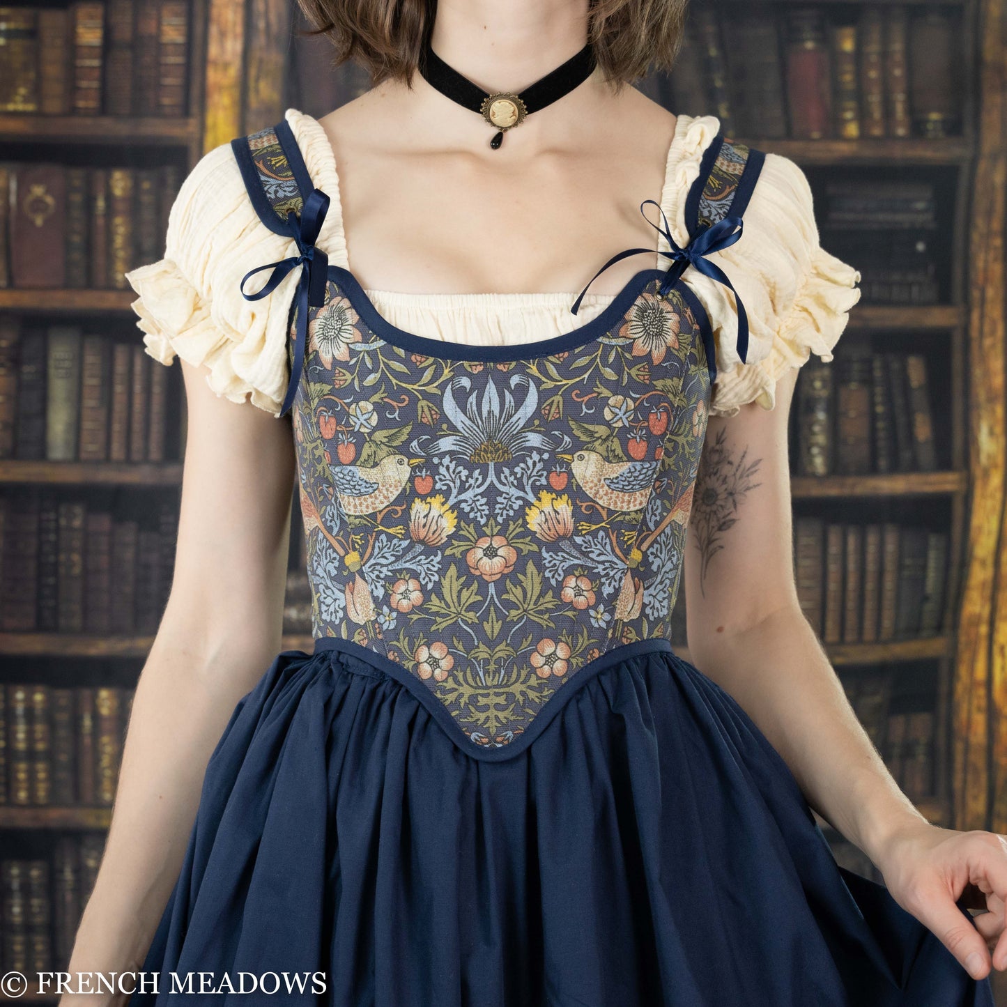 william morris strawberry thief corset tapestry corset elizabethan stays renaissance faire costume