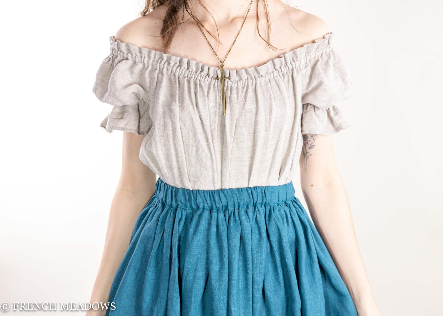 Teal Linen Renaissance Skirt