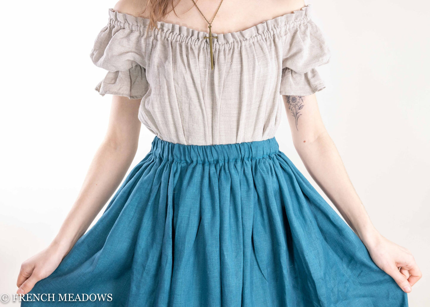 Teal Linen Renaissance Skirt