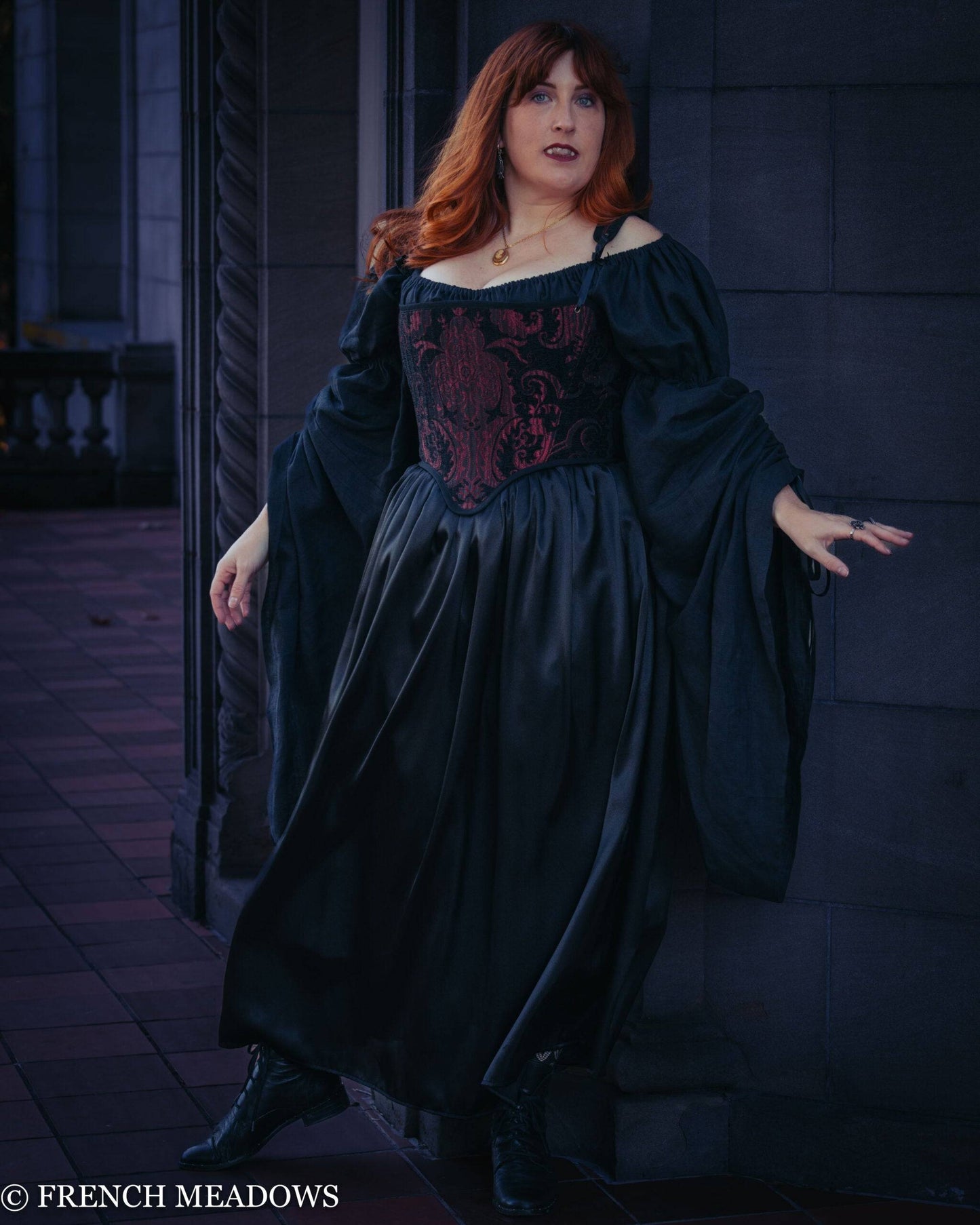 Black Satin Charmeuse Renaissance Skirt