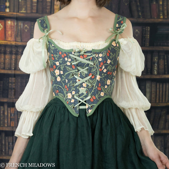 floral corset top victorian raspberries renaissance bodice william morris