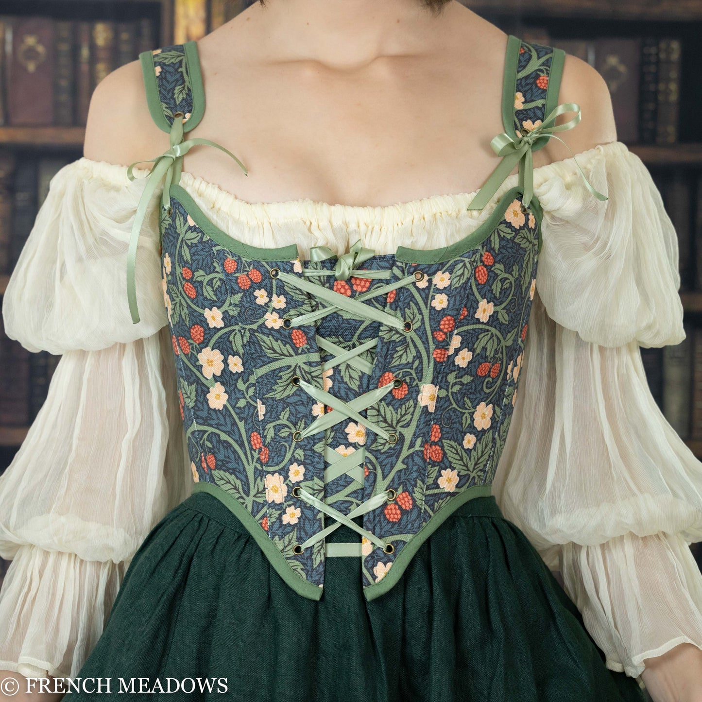 floral corset top victorian raspberries renaissance bodice william morris