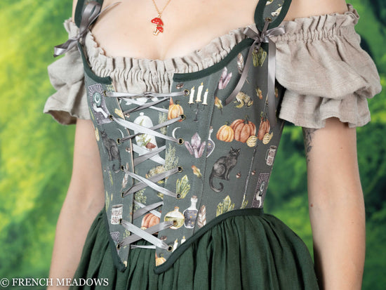Load image into Gallery viewer, Witches Brew Cotton Renaissance Bodice
