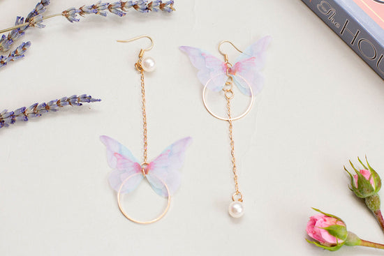 Load image into Gallery viewer, Asymmetrical Butterfly Earrings

