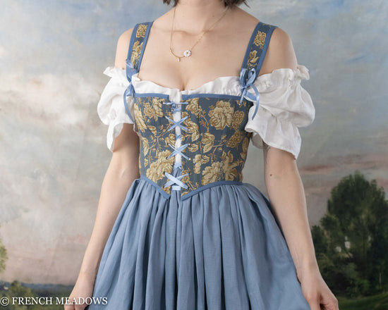 Blue and Yellow Floral Regency Stays