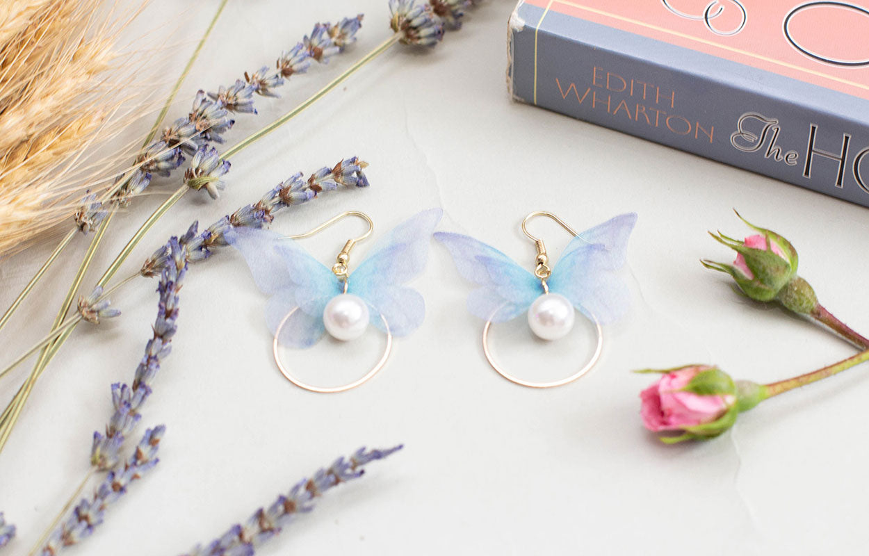 Load image into Gallery viewer, Blue Butterfly Earrings
