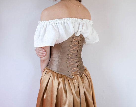 Load image into Gallery viewer, Green Linen Underbust Corset
