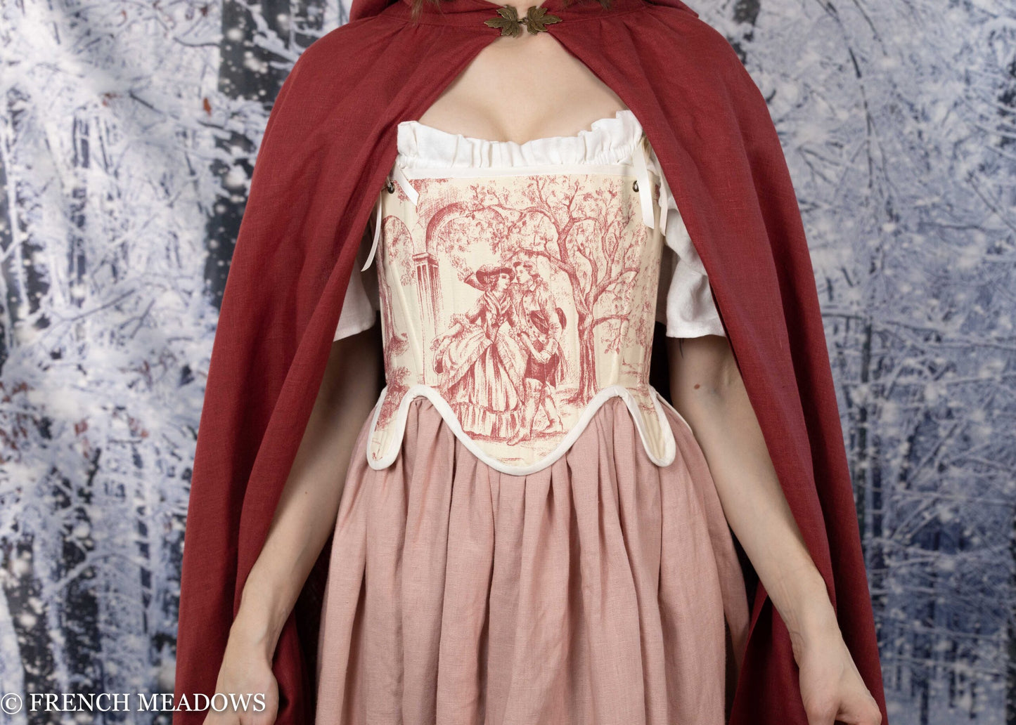 Load image into Gallery viewer, Red Linen Renaissance Cloak
