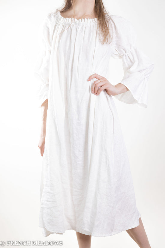 Long Puff Sleeve Linen Chemise in Custom Color