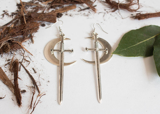 Moon and Sword Earrings