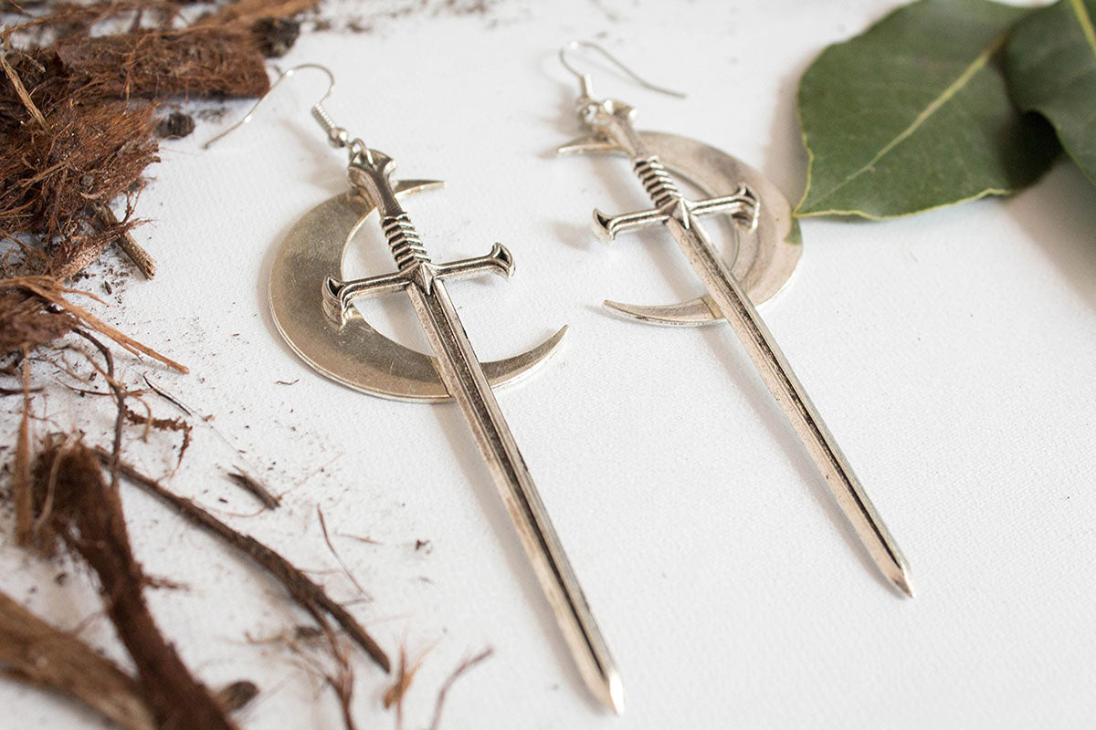 Moon and Sword Earrings