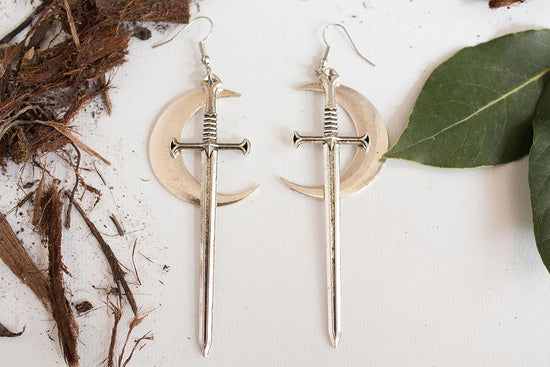Moon and Sword Earrings