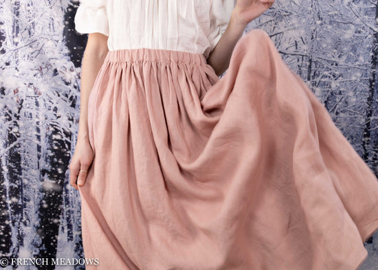 Load image into Gallery viewer, Dusty Rose Linen Renaissance Skirt
